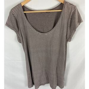 Fresh Produce Brown White Stripe Tshirt Size Large
